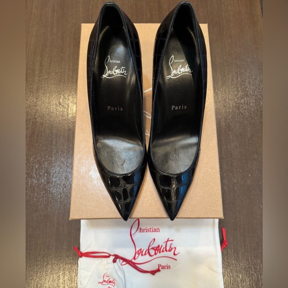 Christian Louboutin Kate 85 Croc Leather Pump